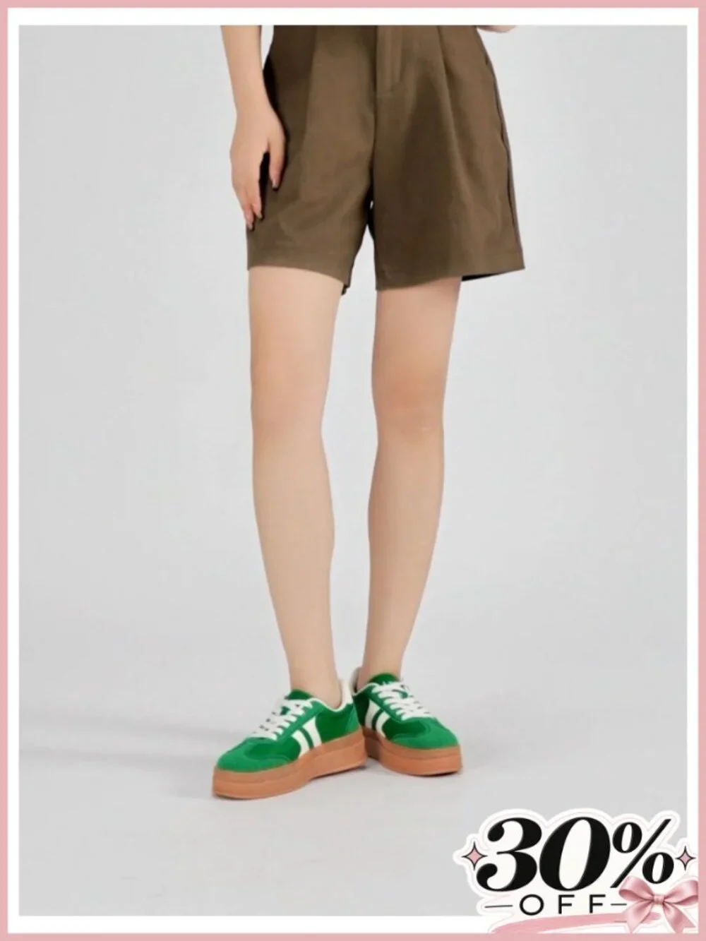 Women's Suede Leather Platform Sneakers Gum Sole Anti-Slip Lace-Up Comfort